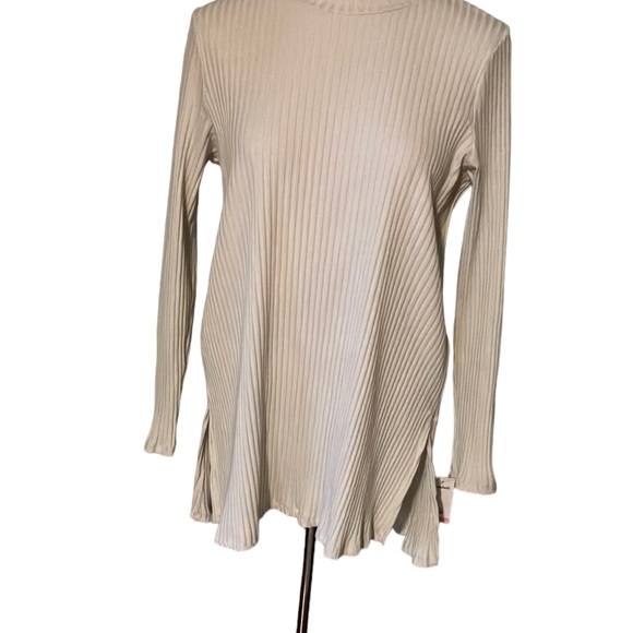 EILEEN FISHER Textured Stretch Rib Crew Neck Top Bone - Picture 4 of 14